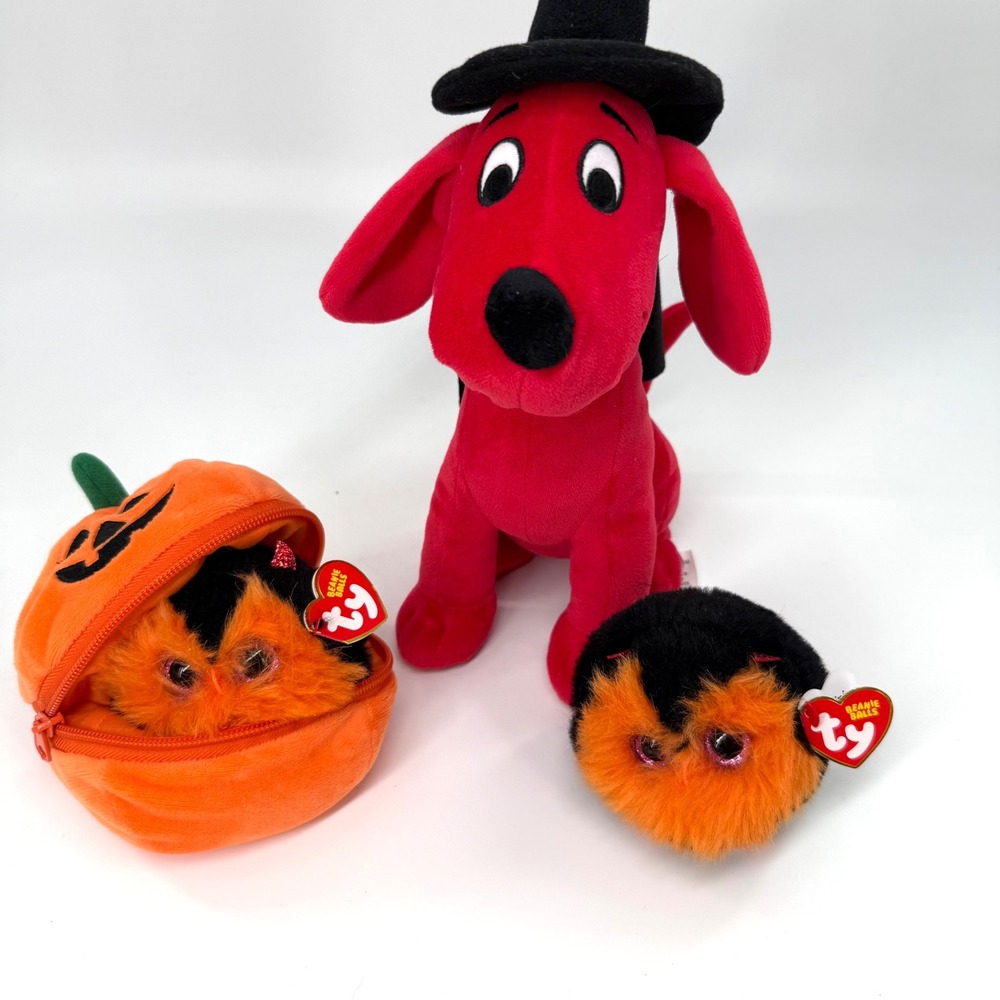 Ty Clifford Beanie Balls Whodini Owl Plush Halloween Decor Toy Bundle